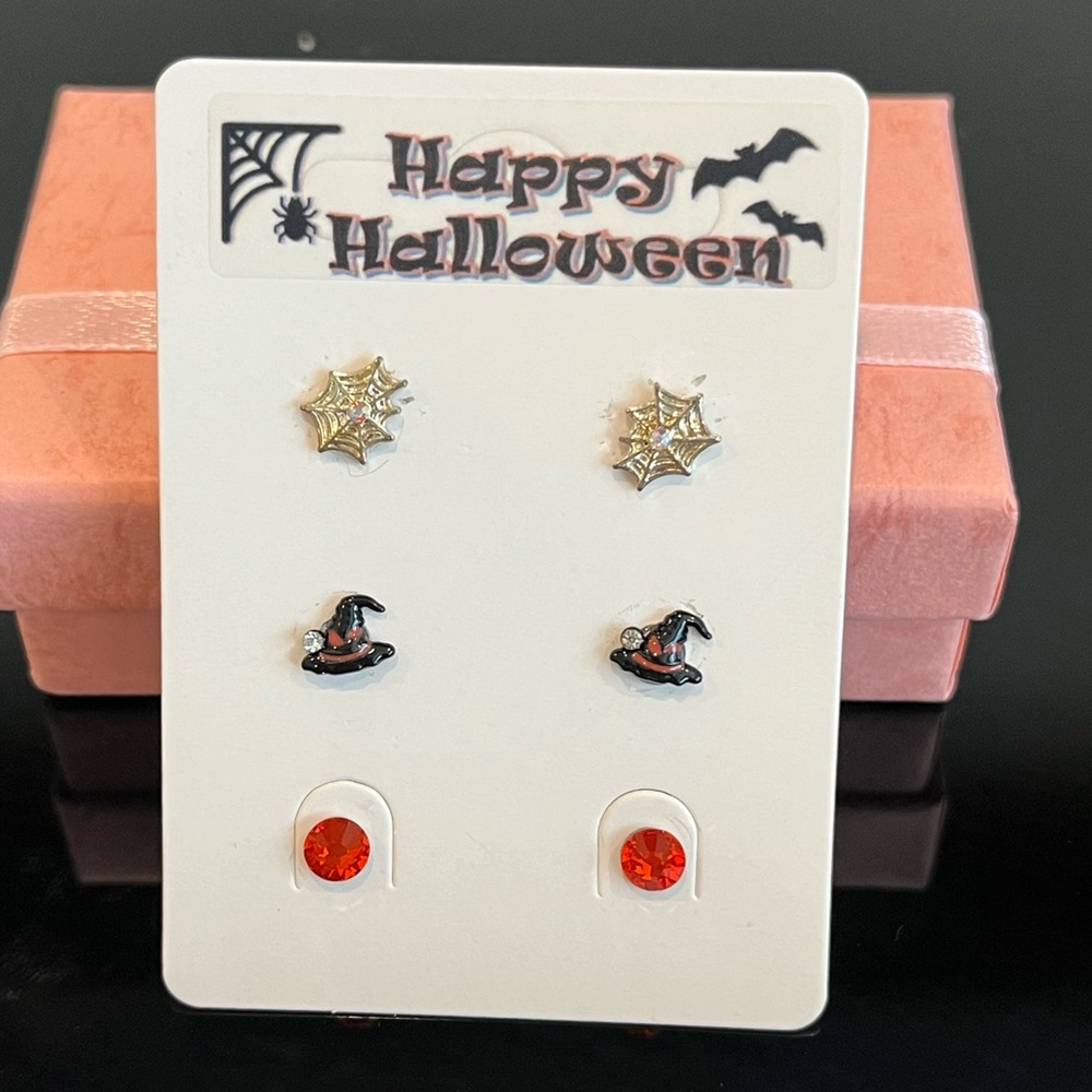 Halloween Post Earrings Black Hats
